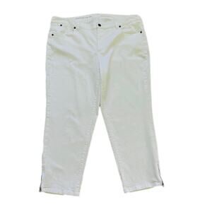 Talbots Jeans Heritage White Stretch Straight Crop Ankle Zipper Denim Size 18W
